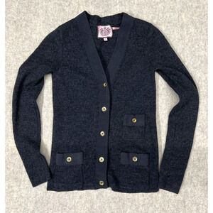 Juicy Couture Womens Small 100% Merino Wool Cardigan Charcoal Grey sweater top